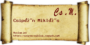 Csipán Miklós névjegykártya