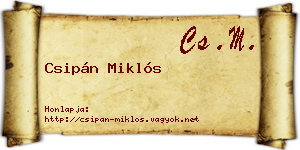 Csipán Miklós névjegykártya